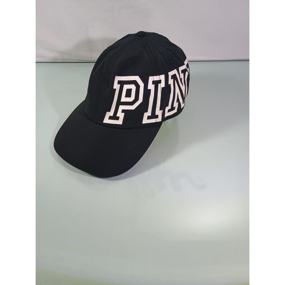 PINK Victoria's Secret Hat Cap Strap Back Black PINK Logo Womens One Size